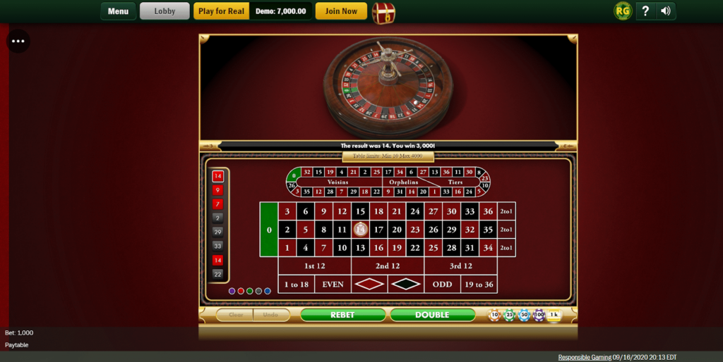 Tropicana NJ online roulette