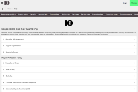 10Bet Casino Casino ansvarsfullt spelande