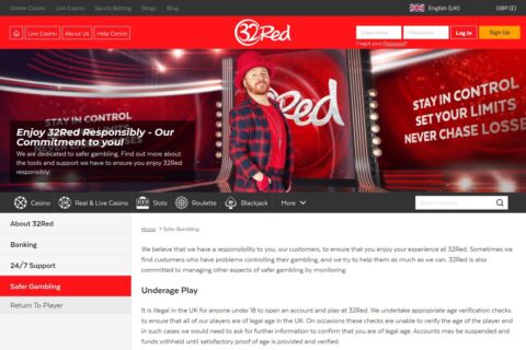 32Red Casino ansvarsfullt spelande