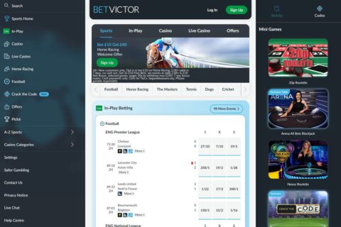 BetVictor Casino startsidan