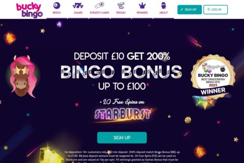 Bucky Bingo Casino startsidan