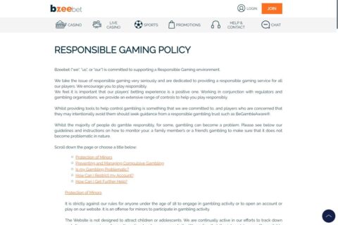 BZeebet Casino ansvarsfullt spelande