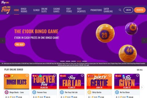 Foxy Bingo Casino startsidan