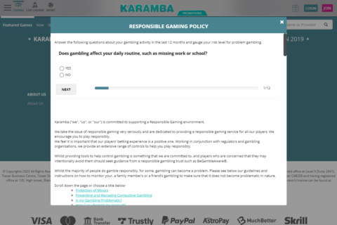 Karamba Casino ansvarsfullt spelande