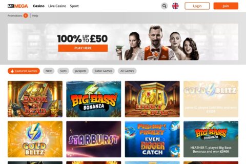 Mr. Mega Casino startsidan