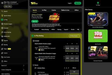 Parimatch Casino startsidan