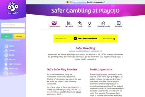 PlayOJO Casino ansvarsfullt spelande