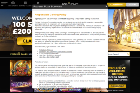 Regent Play Casino ansvarsfullt spelande