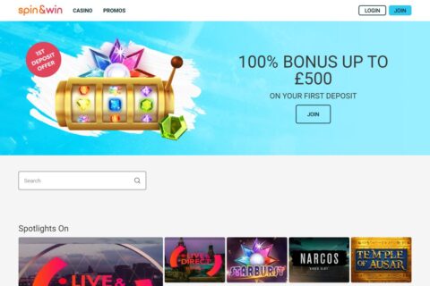 Spin and Win Casino startsidan