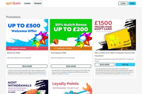 Spin and Win Casino kampanjer