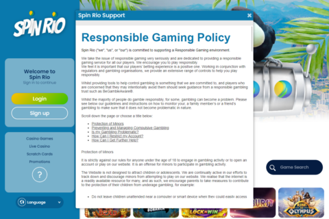 Spin Rio Casino ansvarsfullt spelande