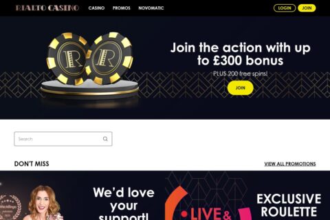 The Rialto Casino startsidan
