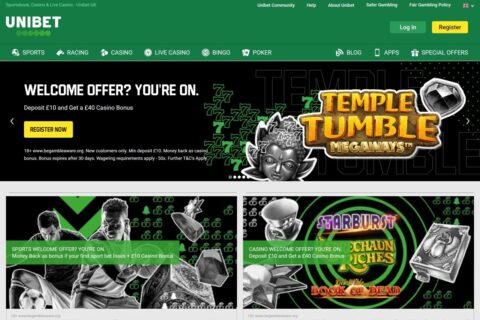 Unibet Casino startsidan