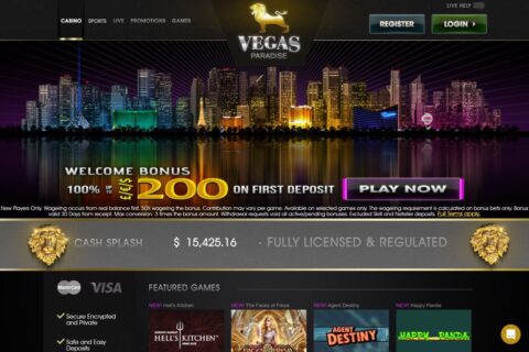 VegasParadise Casino startsidan