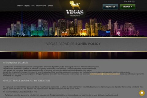 VegasParadise Casino ansvarsfullt spelande