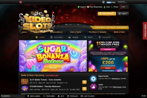 Videoslots Casino startsidan